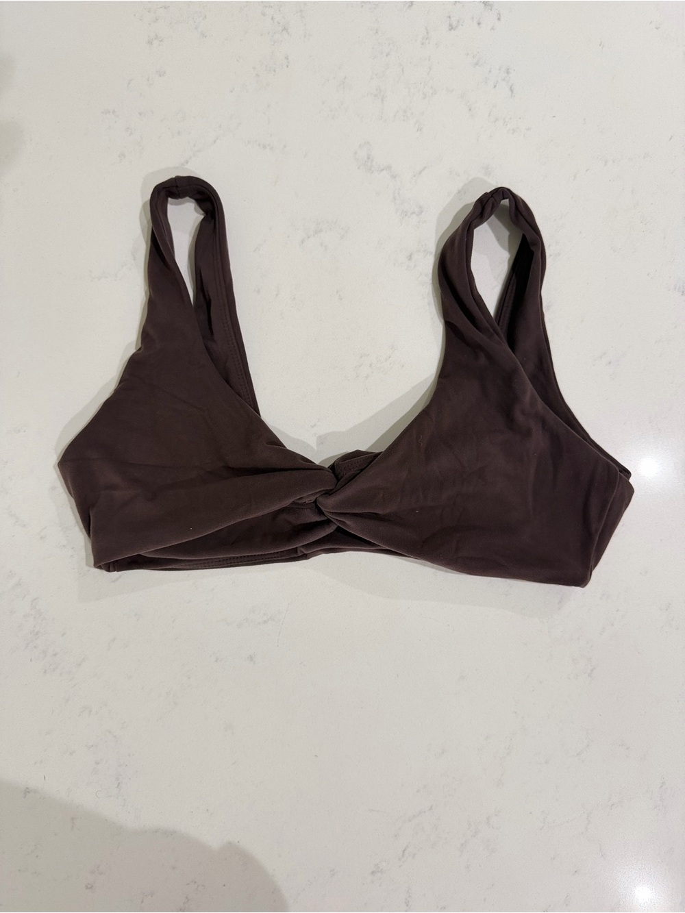 BuffBunny Twist Front Sports Bra in Dark Brown